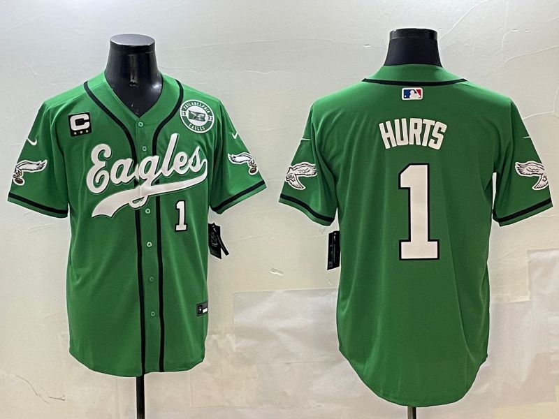 Men Philadelphia Eagles #1 Hurts Green three generations Jointly Name 2025 Nike Limited NFL Jersey style 17
